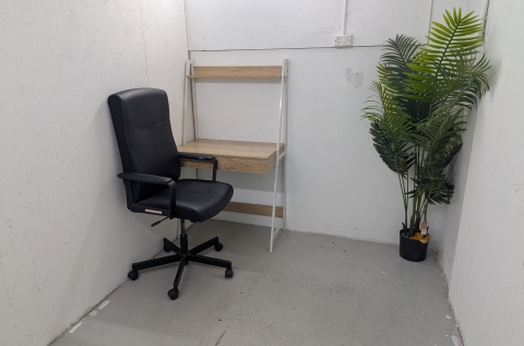 Studio 7 is 6 meters squared and can seat 2 people comfortably. It has a padlock and is accessible via Young St Entrance.