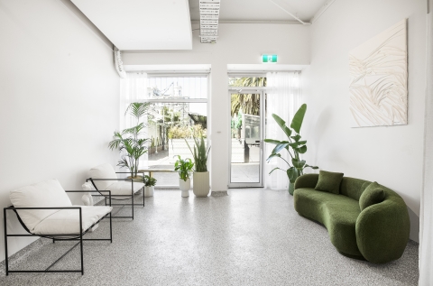 Waiting area, photography space, videography space, content creation.