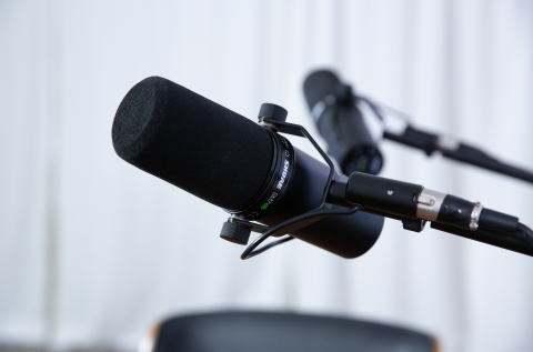 2 person podcast setup