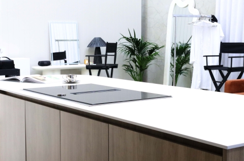 Island bench featuring induction cooktop
