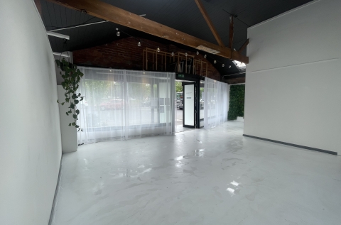 Our main gallery space has wide windows seeing out to Alexandra Parade