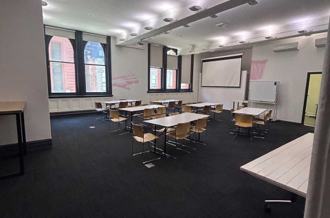 Seating for 30 around tables with room for more