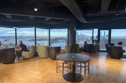 View from kitchen/cafe on the same level
